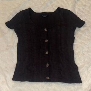 American Eagle Black Button-Up Women's Top